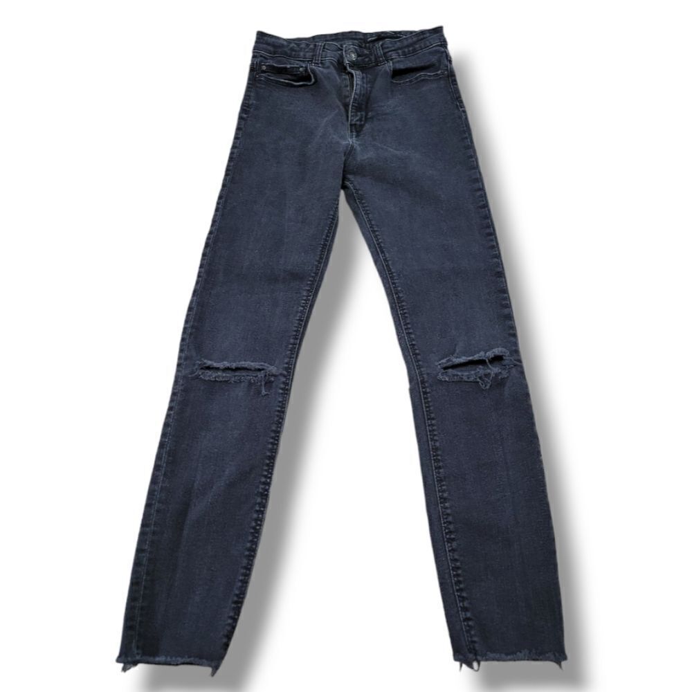 Zara Jeans Size 4 W25"L26" Zara Woman Skinny Jeans Stretch Ankle Crop Jeans Torn